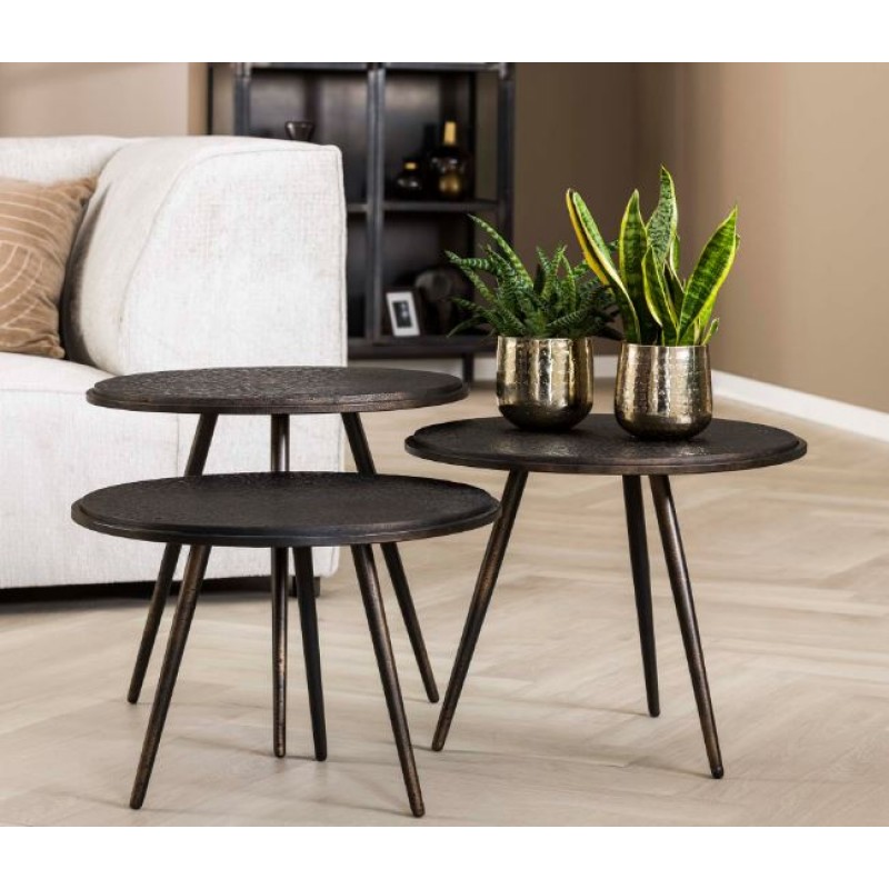 ZI Metallic Coffee Table Round Layer Black